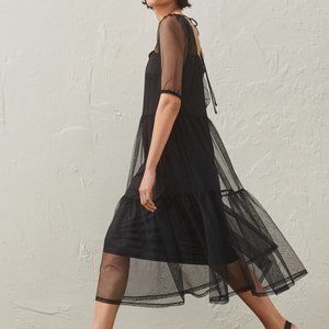 H&M Puff-sleeved Mesh Dress